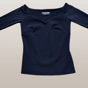 New Chiara Boni Black Fitted Top Made in Italy | Size Small